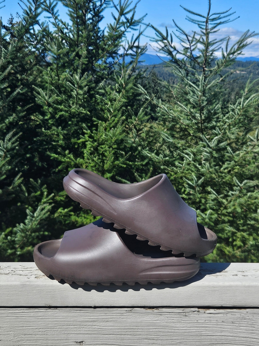 Yeezy Mens Slide Sandals in Dark Brown